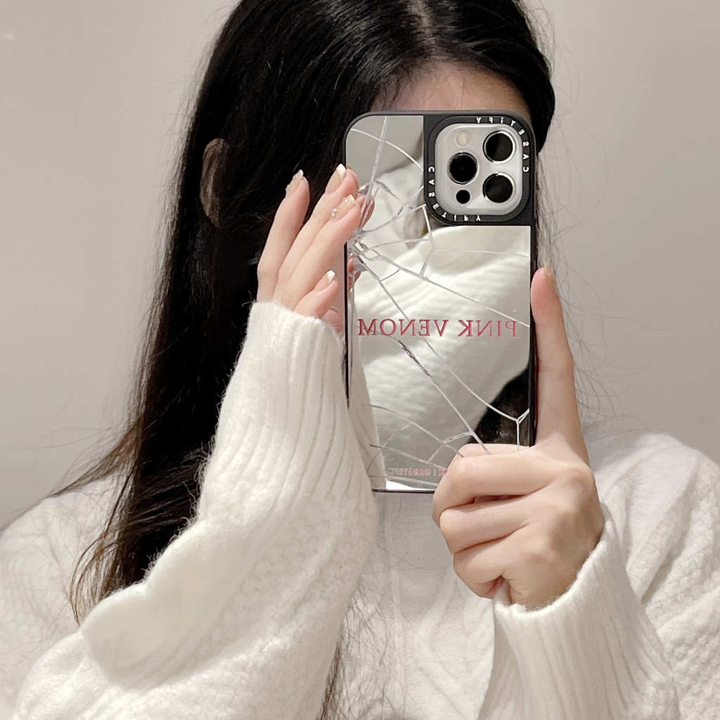 Ốp Điện Thoại Mặt Gương Màu Hồng Họa Tiết Venom Cho iphone 15 pro max 14 13 pro 12 11 pro max