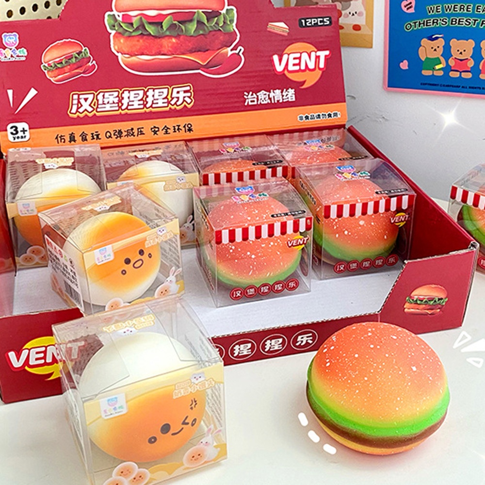 Hoạt Hình Đồ Chơi Xốp Squishy Giảm Stress Hình Bánh hamburger Dễ Thương Cho Bé