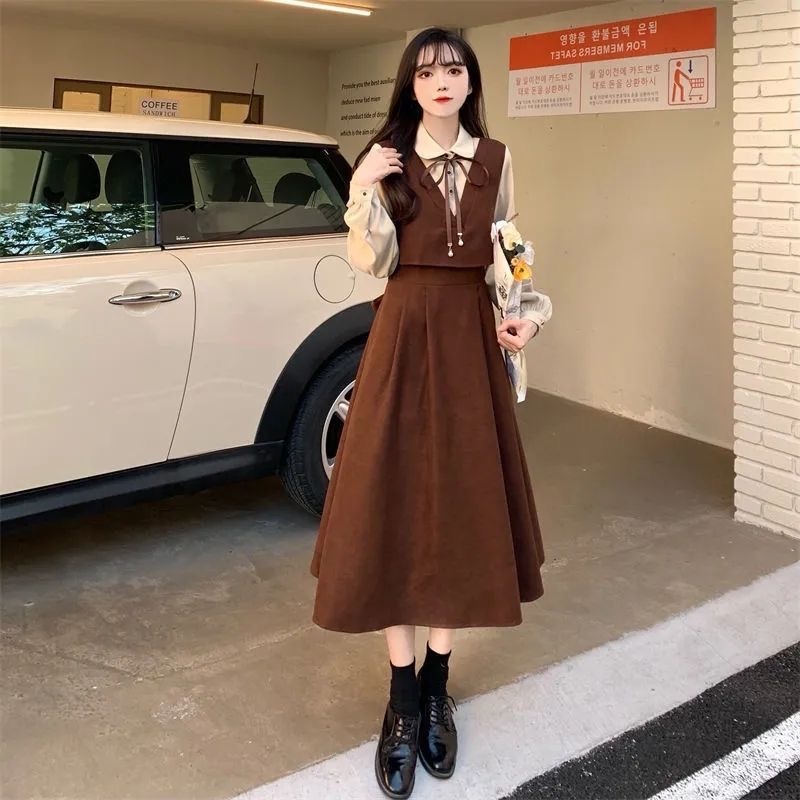 Đầm dự tiệc Perty hai mảnh dáng dài phong cách thời trang vintage Hàn Quốc dành cho nữ