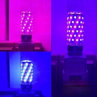 E27 E14 E2 16W 12W 红绿蓝黄粉紫 RGB 玉米灯泡 彩色光源 家用气氛拍照专用灯 配灯座 吊线灯头