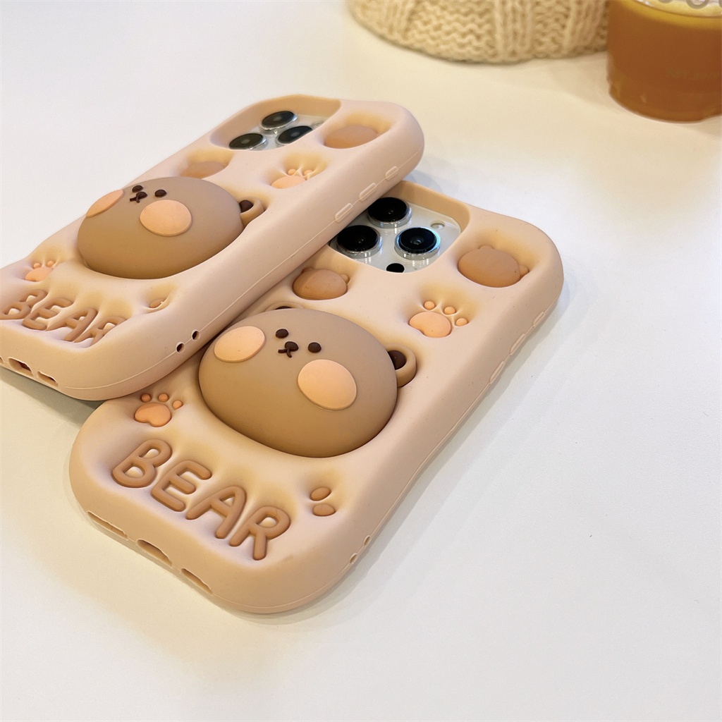 Bao Da Điện Thoại Hình Gấu 3d Cho iphone 15 pro max 14 pro max 13 pro max 12 pro max Ốp