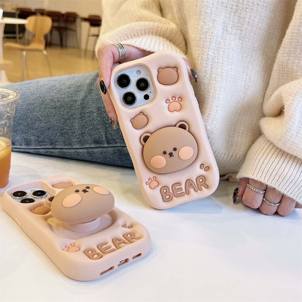 Bao Da Điện Thoại Hình Gấu 3d Cho iphone 15 pro max 14 pro max 13 pro max 12 pro max Ốp