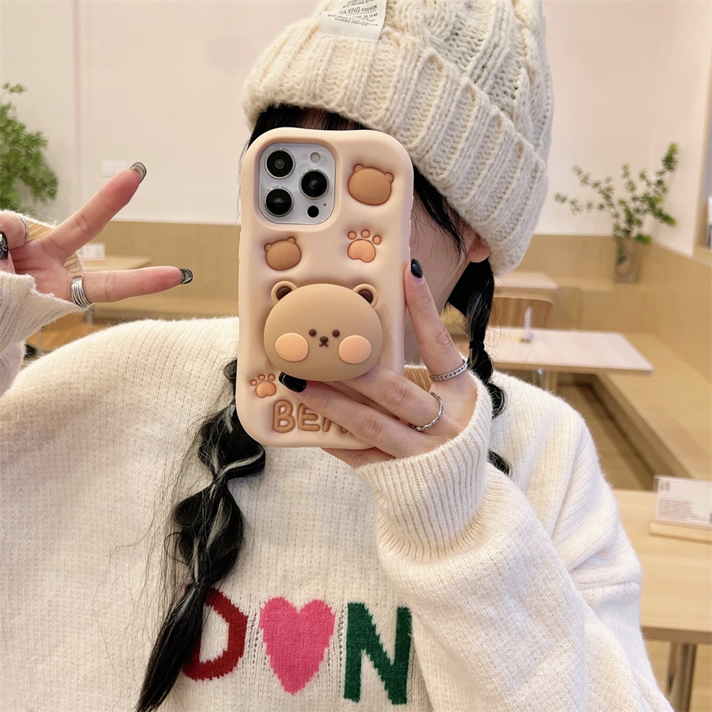 Bao Da Điện Thoại Hình Gấu 3d Cho iphone 15 pro max 14 pro max 13 pro max 12 pro max Ốp