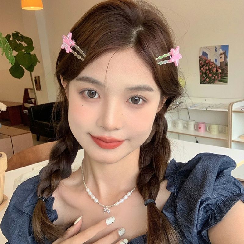 Kẹp Tóc Cá Sấu Kim Loại Đính Đá zircon Hình Ngôi Sao / Trái Tim y2k Kiểu Dáng Đơn Giản Ngọt Ngào