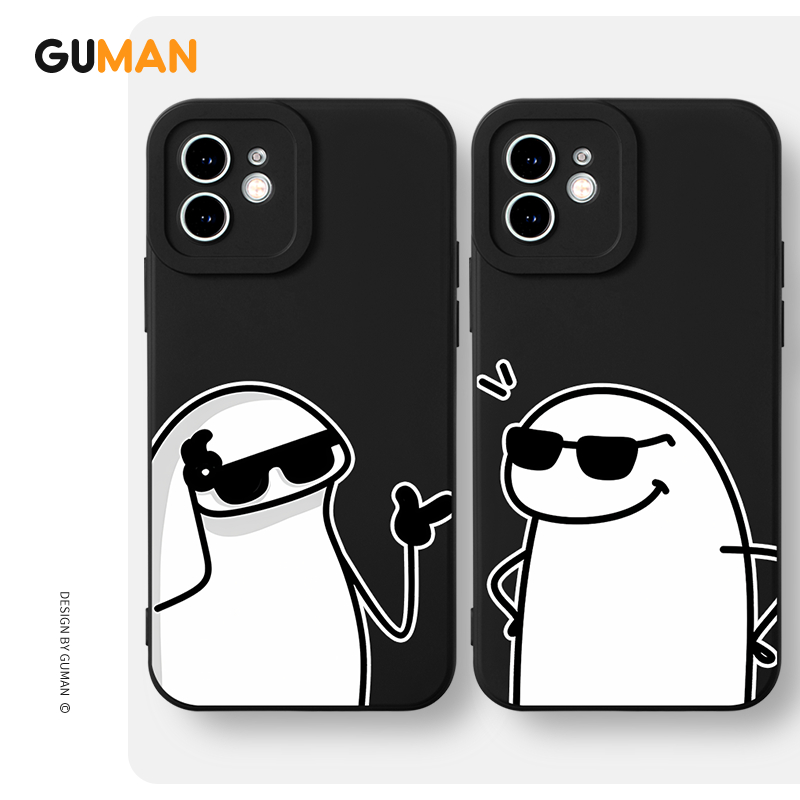 Ốp lưng GUMAN mềm đen cặp đôi dễ thương đẹp Cho iPhone 15 14 13 12 11 Pro Max SE 2020 X XR XS 8 7 ip 6S 6 Plus kute xyab182