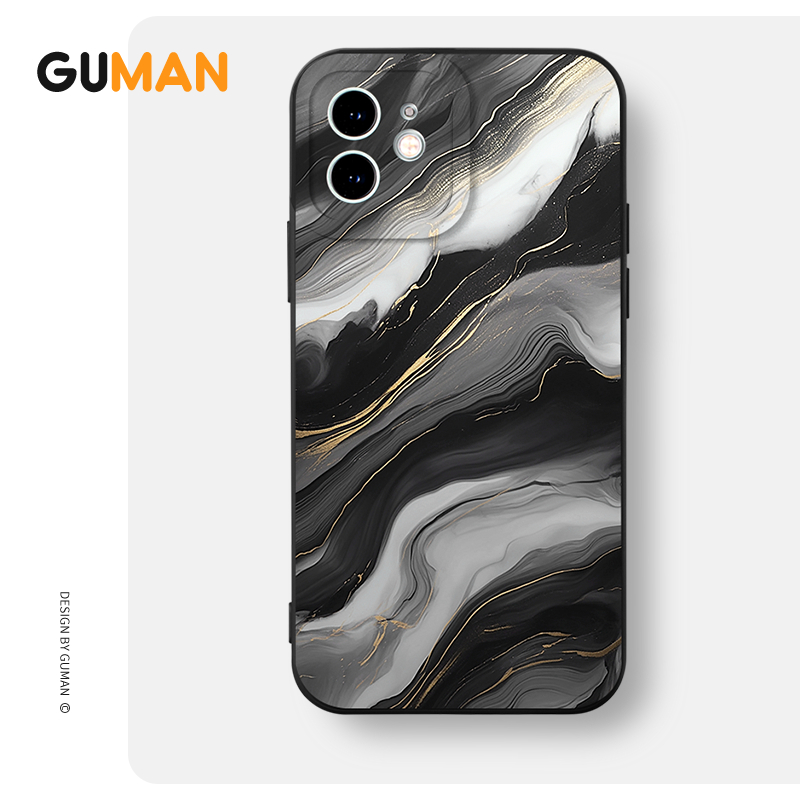 Ốp lưng GUMAN mềm ngầu đen dễ thương đẹp Cho iPhone 15 14 13 12 11 Pro Max SE 2020 X XR XS 8 7 ip 6S 6 Plus kute xyab117