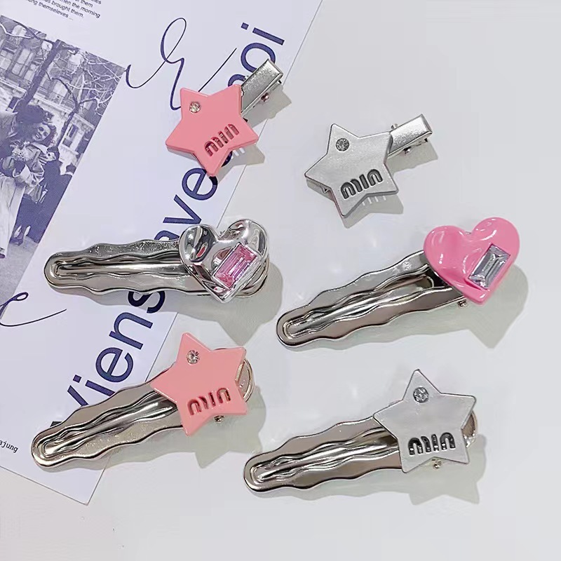 Kẹp Tóc Cá Sấu Kim Loại Đính Đá zircon Hình Ngôi Sao / Trái Tim y2k Kiểu Dáng Đơn Giản Ngọt Ngào