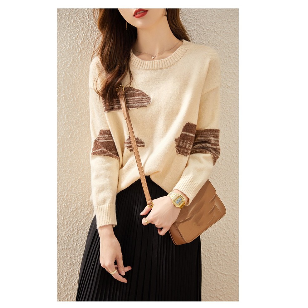 Thời Trang Áo sweater Dệt Kim Tay Dài Phong Cách Phương Tây Thời Trang Thu Đông 2023 Cho Nữ