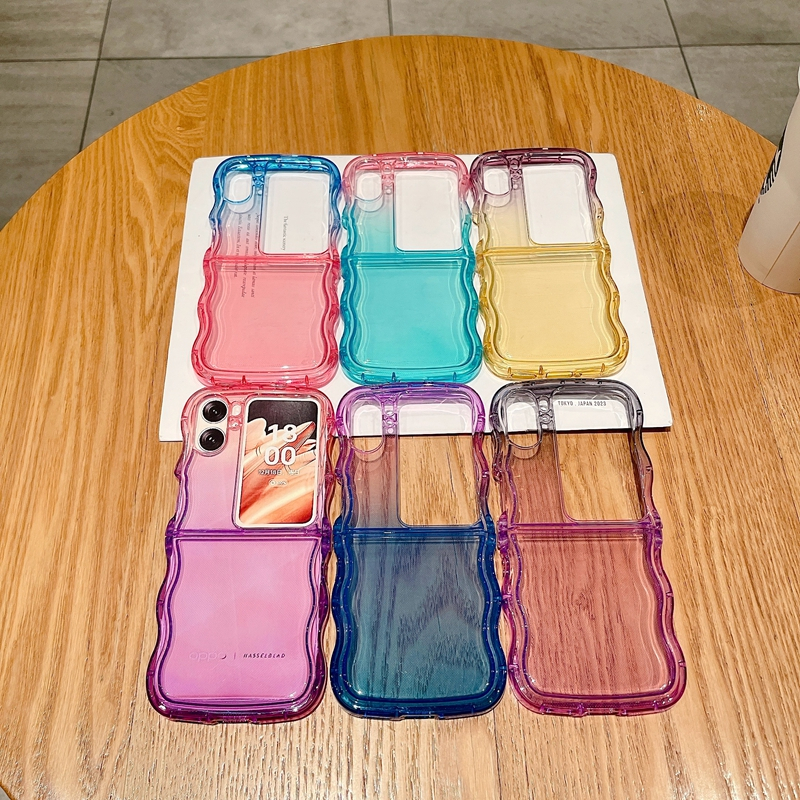 Bao Da Điện Thoại Nắp Gập Viền silicone Mềm Màu gradient Đơn Giản Chống Rơi Vỡ Cho oppo find n3 flip oppo find n2 Ốp
