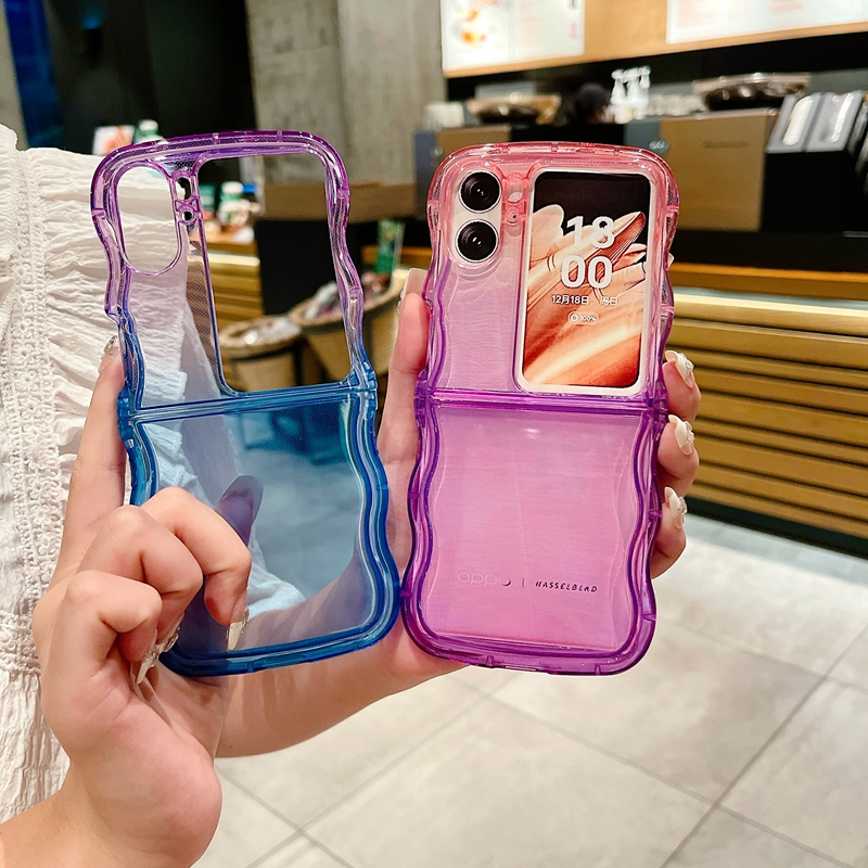 Bao Da Điện Thoại Nắp Gập Viền silicone Mềm Màu gradient Đơn Giản Chống Rơi Vỡ Cho oppo find n3 flip oppo find n2 Ốp