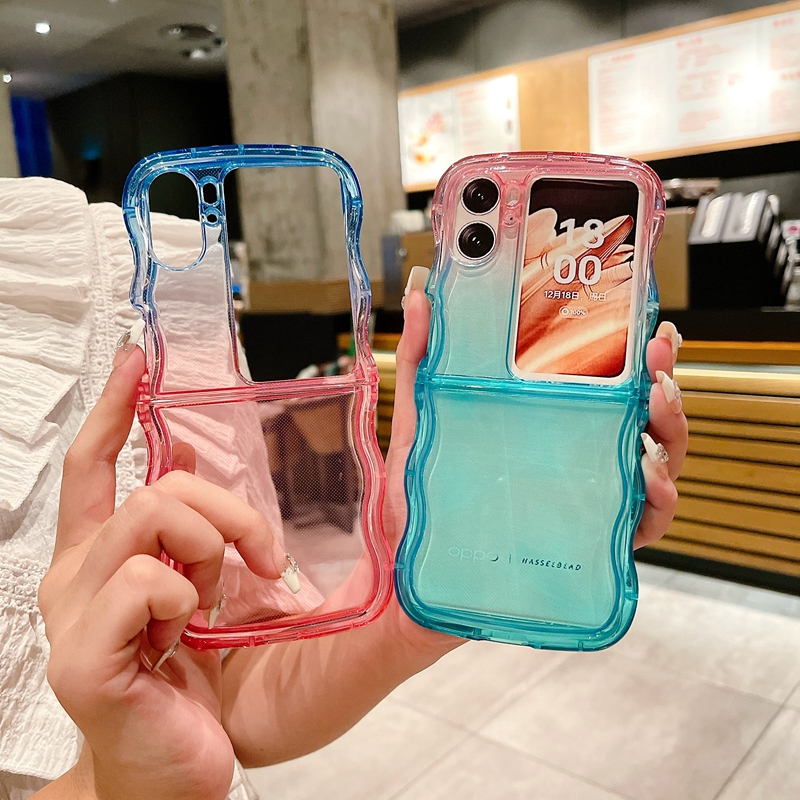 Bao Da Điện Thoại Nắp Gập Viền silicone Mềm Màu gradient Đơn Giản Chống Rơi Vỡ Cho oppo find n3 flip oppo find n2 Ốp