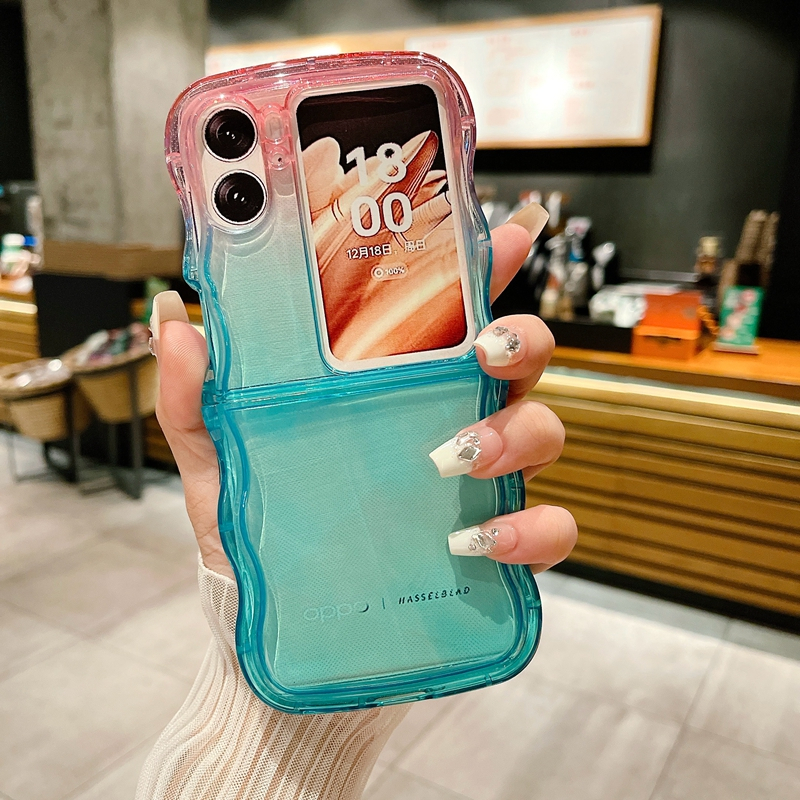 Bao Da Điện Thoại Nắp Gập Viền silicone Mềm Màu gradient Đơn Giản Chống Rơi Vỡ Cho oppo find n3 flip oppo find n2 Ốp