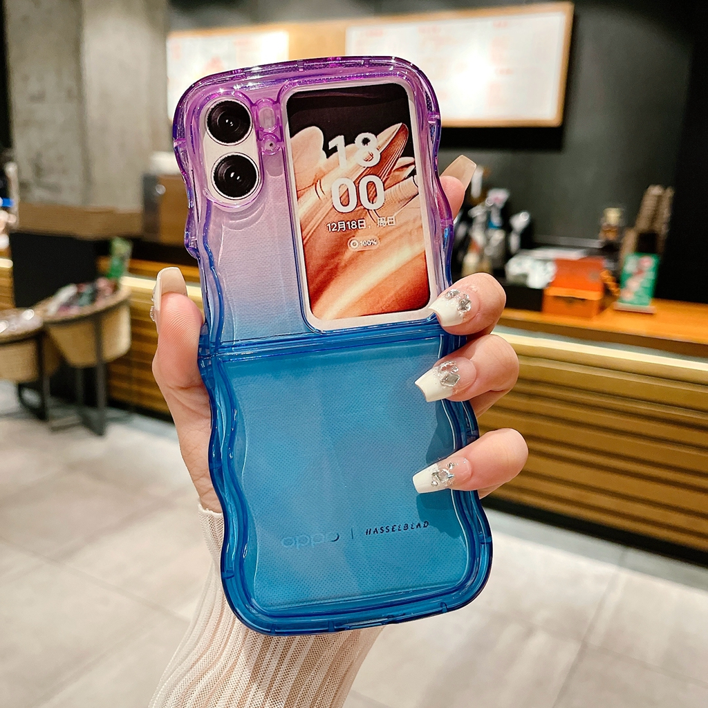 Bao Da Điện Thoại Nắp Gập Viền silicone Mềm Màu gradient Đơn Giản Chống Rơi Vỡ Cho oppo find n3 flip oppo find n2 Ốp