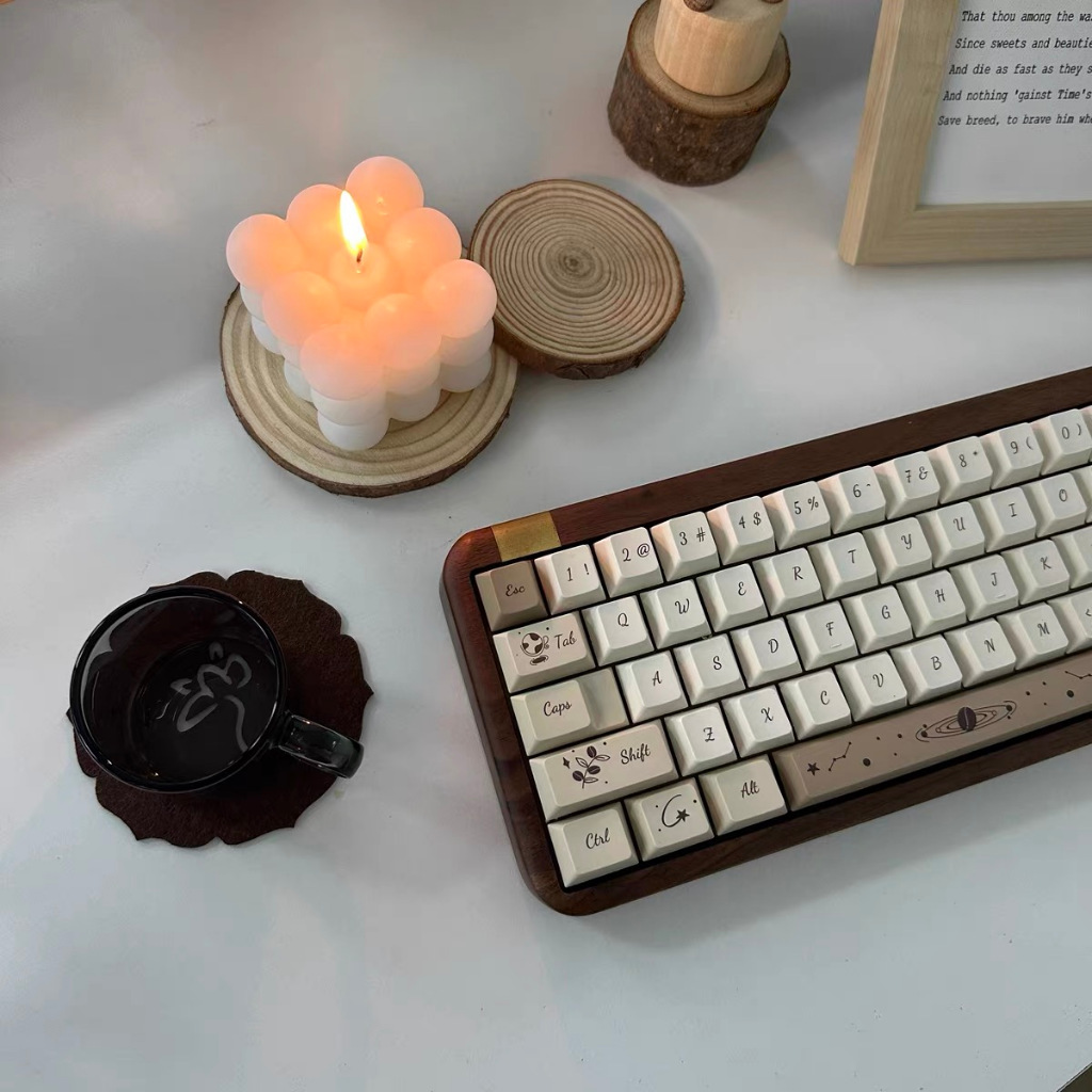 130 Phím Hạt cà phê Keycap Cherry Chiều cao PBT Chất liệu thăng hoa nhiệt cá nhân tùy chỉnh cơ khí Màu Xám Keycaps Áp dụng 61/68/75/84/87/104/108 keycaps