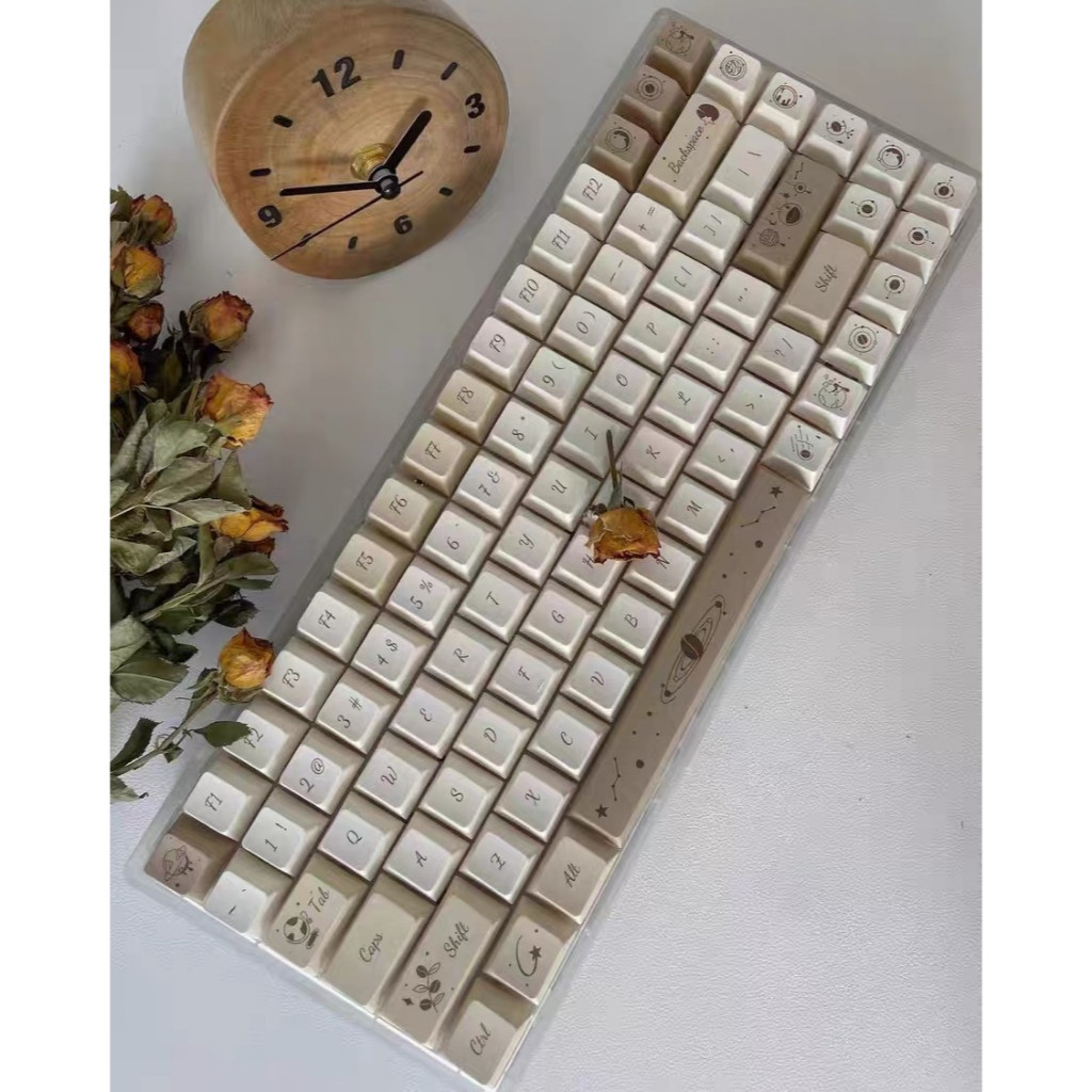 130 Phím Hạt cà phê Keycap Cherry Chiều cao PBT Chất liệu thăng hoa nhiệt cá nhân tùy chỉnh cơ khí Màu Xám Keycaps Áp dụng 61/68/75/84/87/104/108 keycaps