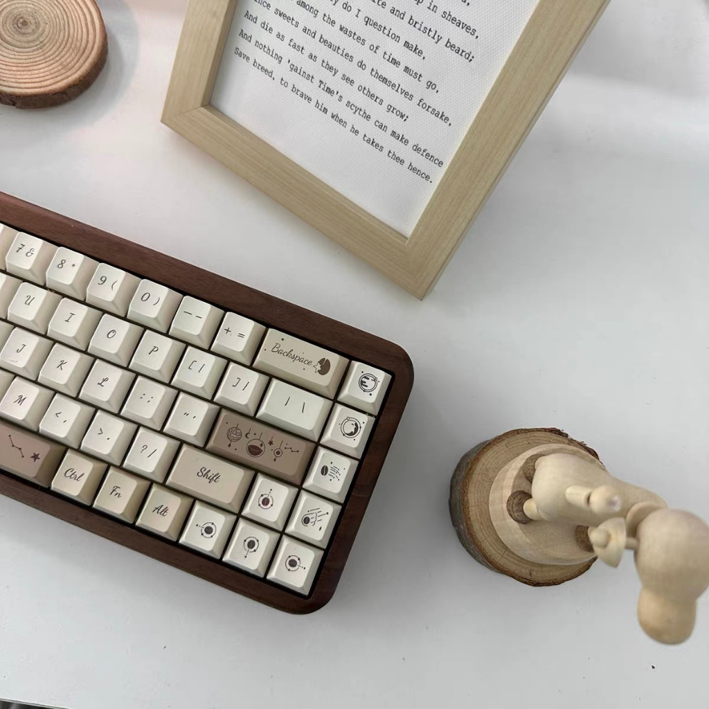 130 Phím Hạt cà phê Keycap Cherry Chiều cao PBT Chất liệu thăng hoa nhiệt cá nhân tùy chỉnh cơ khí Màu Xám Keycaps Áp dụng 61/68/75/84/87/104/108 keycaps