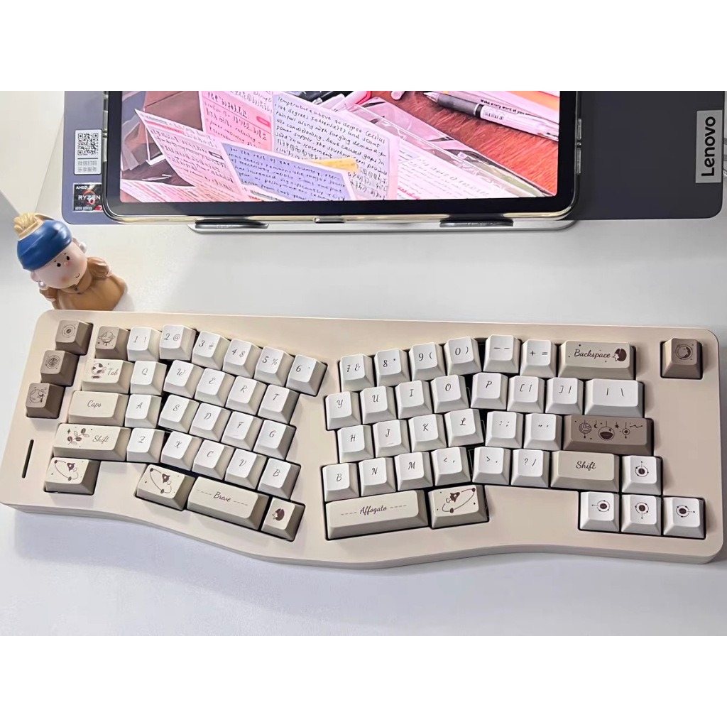 130 Phím Hạt cà phê Keycap Cherry Chiều cao PBT Chất liệu thăng hoa nhiệt cá nhân tùy chỉnh cơ khí Màu Xám Keycaps Áp dụng 61/68/75/84/87/104/108 keycaps
