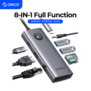 Orico USB C HUB Dock Station 4K Type C HDMI RJ45 USB 3.0 Adapter Cho MacBook Pro Air iPad M1 (PW11)