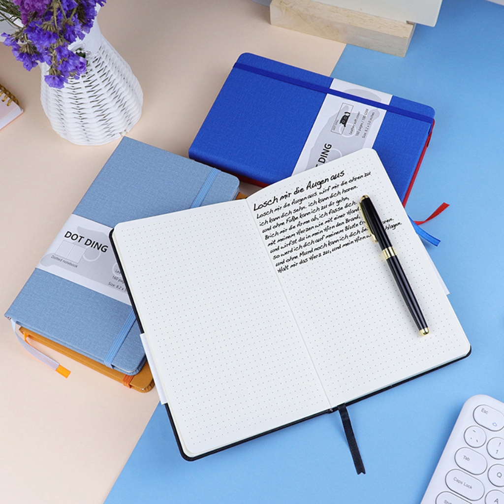 100 GSM Bullet Dotted Journal Planner A5 Bìa cứng vải 160 trang Bên trong túi sổ tay trường học & văn phòng Bujo Văn phòng phẩm: màu cam