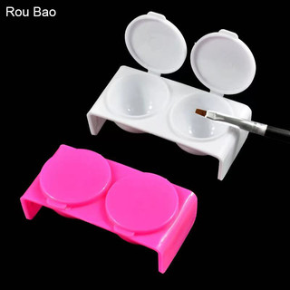 Hộp đựng sơn móng ngăn đôi ROU BAO bằng nhựa có nắp đậy tiện dụng