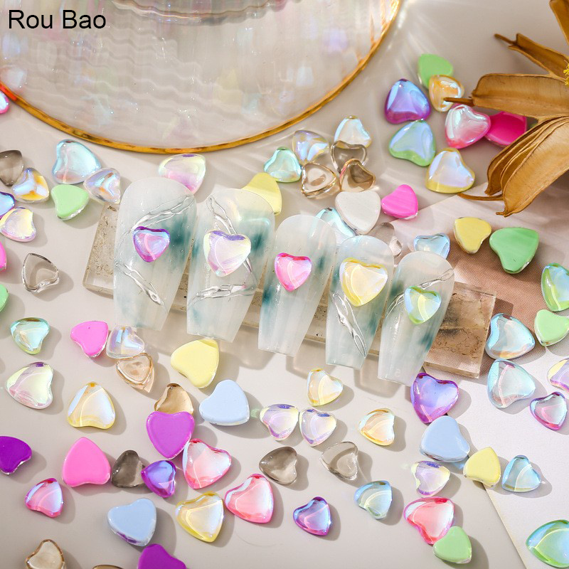 Bộ 50 hạt đính trang trí móng ROU BAO 3D nhiều màu sắc