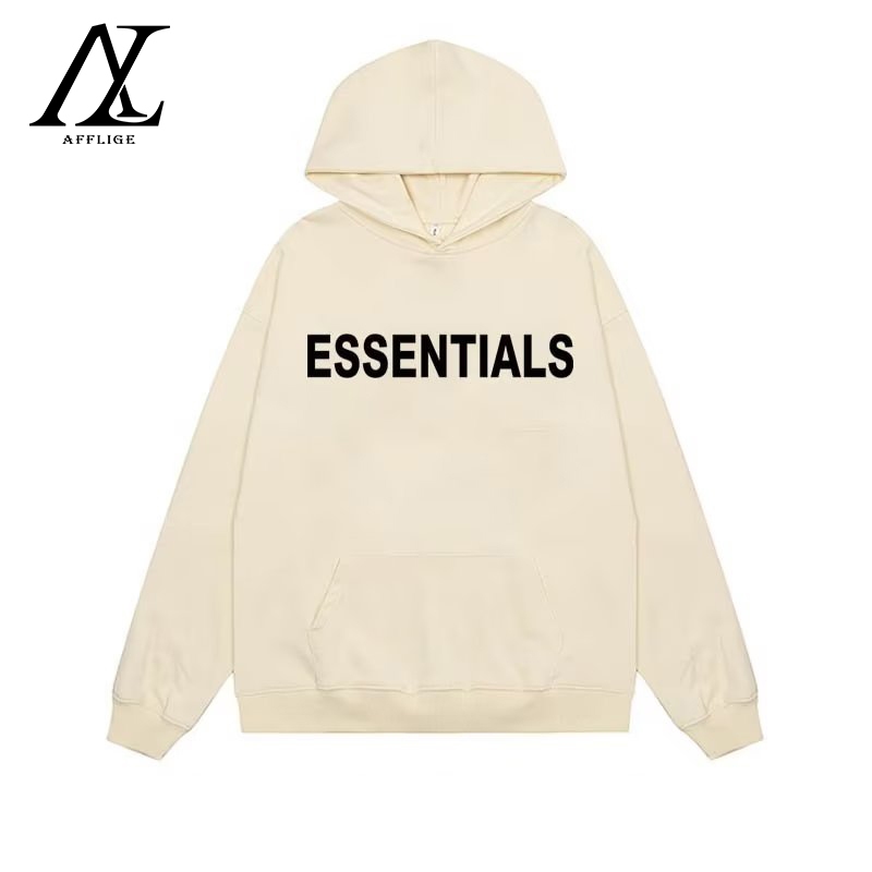 ♞Aff LIGA♞ Áo Hoodie Essentials chất nỉ cứng cáp thiết kế basic Màu Trơn Tay Dài Dáng Rộng In Chữ Đơn Giản Phong Cách Mỹ Thời Trang Mùa Thu 2023 Cho Nam - áo khóa ngoài giới tính in ấn hình tinh xảo không xù mẫu mới