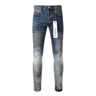 Purple Brand Men Jeans Vintage Blue Tight and Simple Craft Button Fashion Men Denim Pants