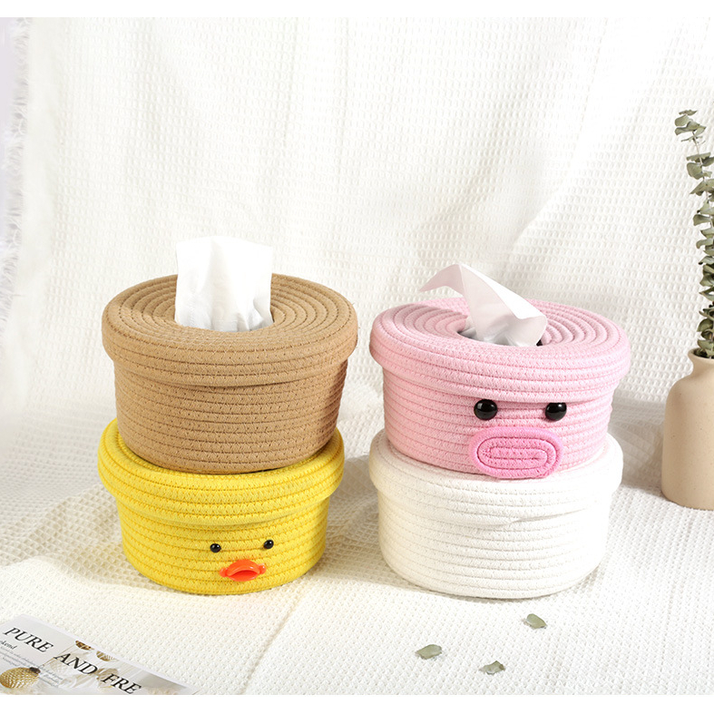 Hộp Đựng Khăn Giấy Thủ Công Bằng cotton Đơn Giản Trang Trí Phòng Khách / Xe Hơi