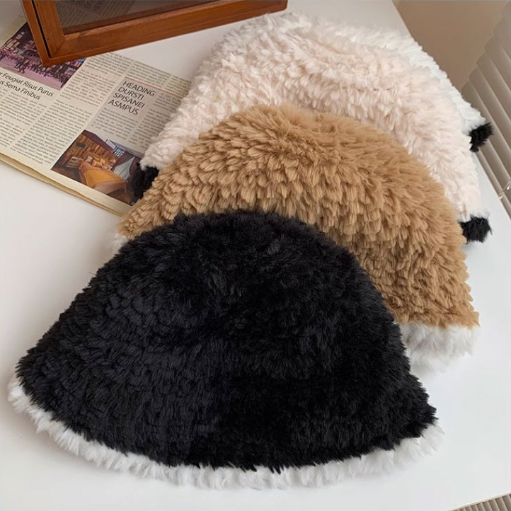 Đen Mũ bucket Lông Nhung Phong Cách Thời Trang Thu Đông Hàn Quốc Dành Cho Nữ