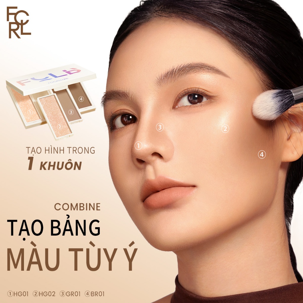 Focallure Phấn Bắt Sáng Tạo Khối 3d Lấp Lánh Nhung Mịn diy Dễ Sử Dụng 2g / pc