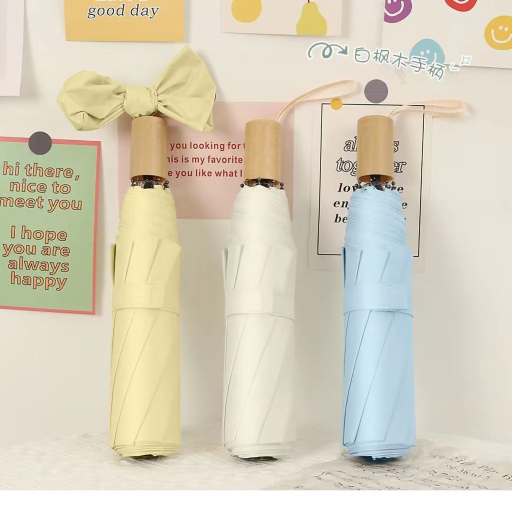 EverythingWell Ô che nắng gấp UV Ngăn chặn ô dù chống cao su màu đen tinh khiết cho mưa hoặc tỏa sáng snowa