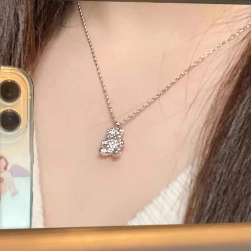 Vòng cổ Mặt Hình Chú Gấu Nhỏ Dễ Thương Thời Trang Thu Đông Cho Nữ