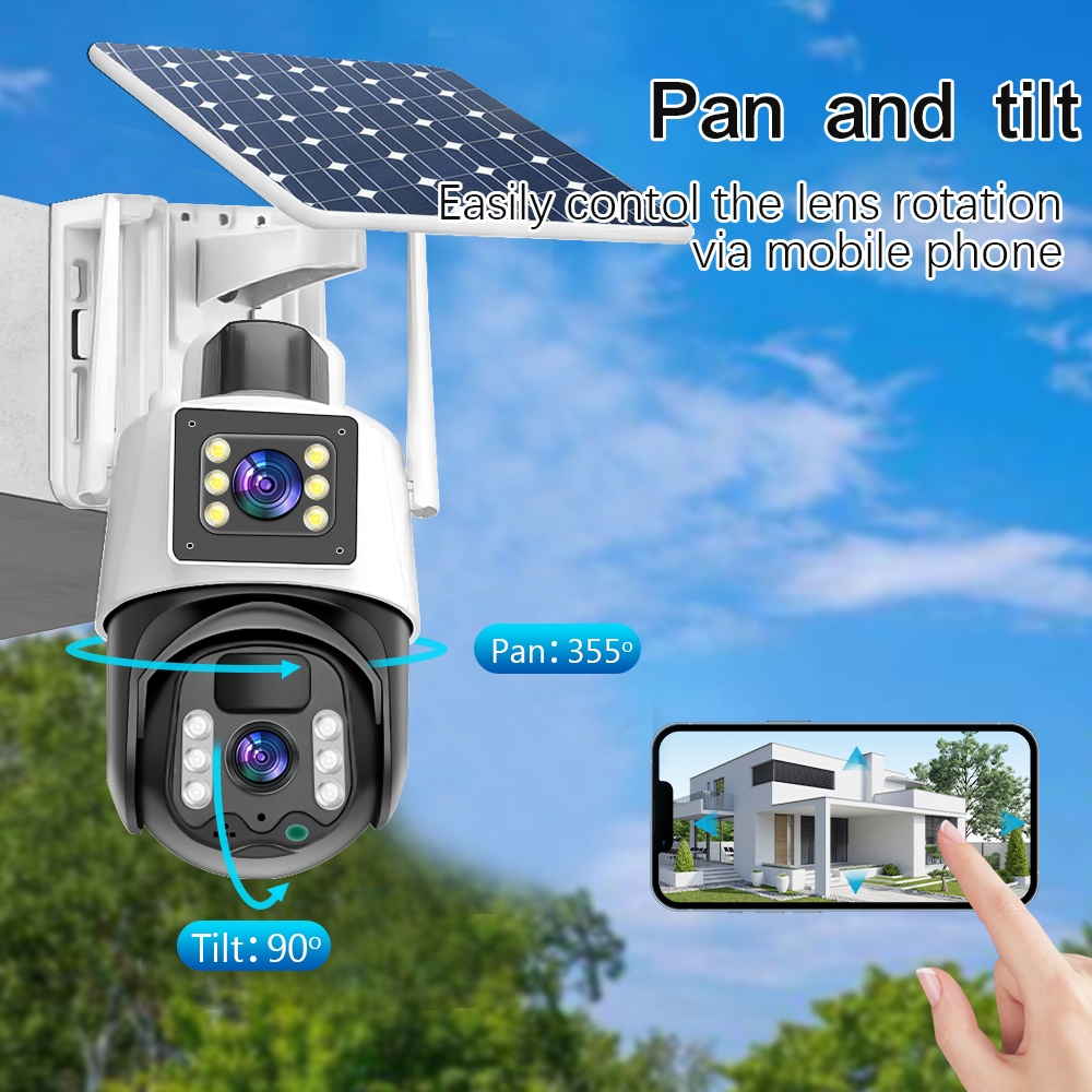 LLSEE V380 Pro 4G Camera 2 Mắt SIM Thẻ năng lượng mặt trời PTZ Camera không dây 4K 8MP Camera năng lượng mặt trời WIFI ngoài trời 360 Built-in Pin không thấm nước