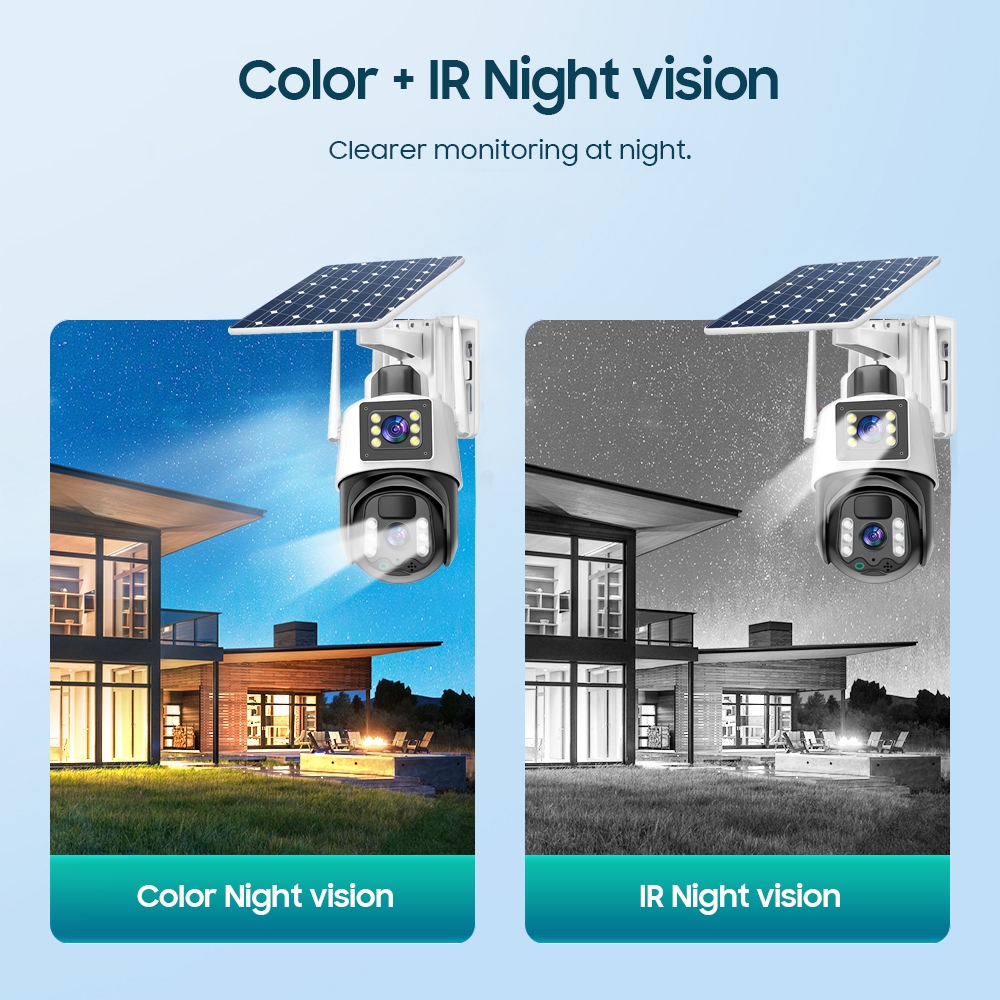 LLSEE V380 Pro 4G Camera 2 Mắt SIM Thẻ năng lượng mặt trời PTZ Camera không dây 4K 8MP Camera năng lượng mặt trời WIFI ngoài trời 360 Built-in Pin không thấm nước