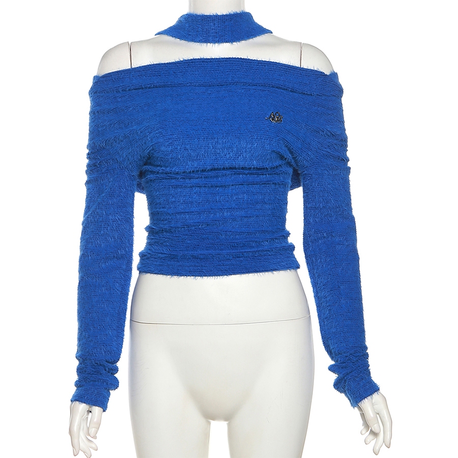 Dễ Thương Mới Áo Hoodie Dệt Kim Tay Dài Màu Trơn Dáng Ôm Mềm Mại Thời Trang Cho Nữ