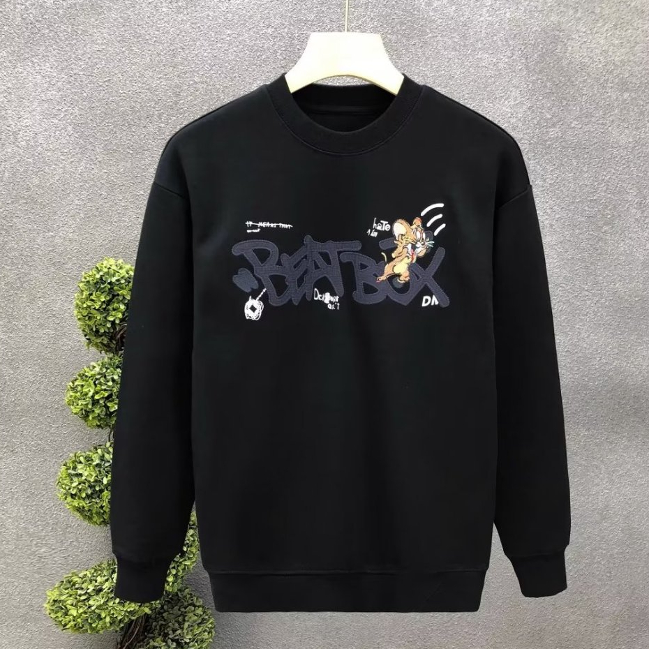 Hanlu Áo Nỉ Thêu Hình Mèo Và Chuột Đơn Giản Thời Trang Thường Ngày Cho Nam