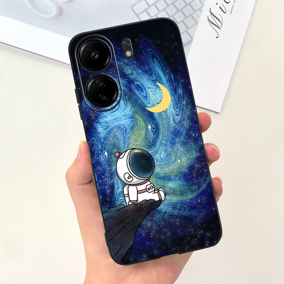 Ôp Điện Thoại Silicon Dẻo Họa Tiết Bươm Bướm & Phi Hành Gia Cho xiaomi poco c65 2023 casing 6.74 inch xiaomi redmi 13c 13 c Ốp