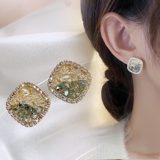 Khuyên Tai Hình Vuông Đính Đá Pha Lê Sang Trọng Thời Trang