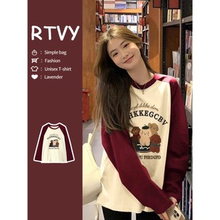 Áo thun dài tay cổ tròn oversize thời trang mùa thu cho nữ