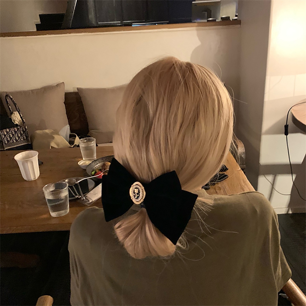 Kẹp Tóc Hình Nơ Lớn Bằng Nhung Phong Cách Hàn Quốc ins vintage Thanh Lịch Cho Nữ