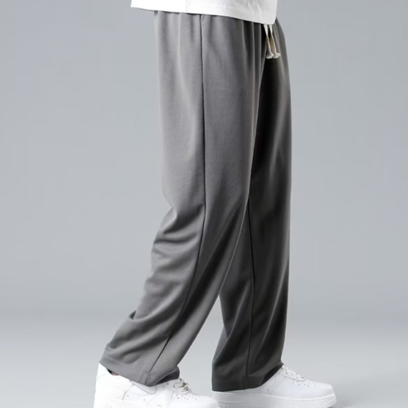 ♞Aff LIGA♞ Quần Thể Thao Ống Rộng Bằng Lụa Lạnh Màu Trơn Dây Rút Thời Trang Mùa Thu 2023 Cách Hàn Quốc Cho Nam