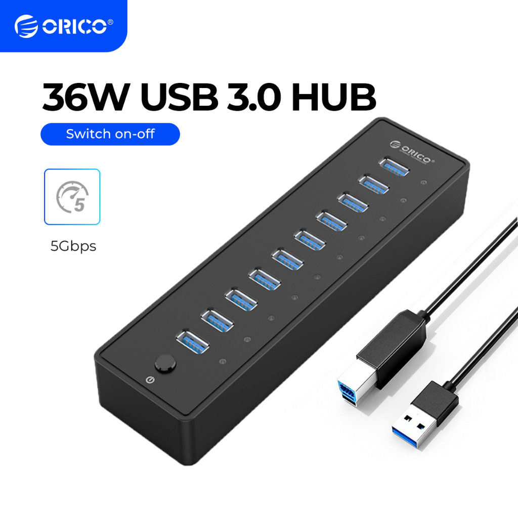 ORICO Powered USB 3.0 HUB Bộ chia USB bên ngoài Bộ mở rộng USB 10 cổng Phụ kiện máy tính xách tay MacBook (P10-U3)