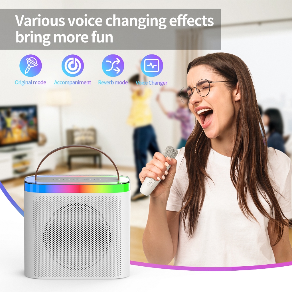 Loa bluetooth karaoke kèm mic GOOJODOQ Không dây Bass cực mạnh Phiên bản gia đình KTV -Bảo hành chính hãng