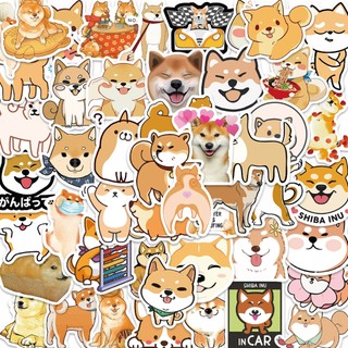 Set 50 miếng dán hình chú chó shiba không thấm nước