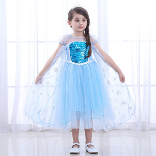 Đầm công chúa elsa đính kim sa lấp lánh cho bé gái
