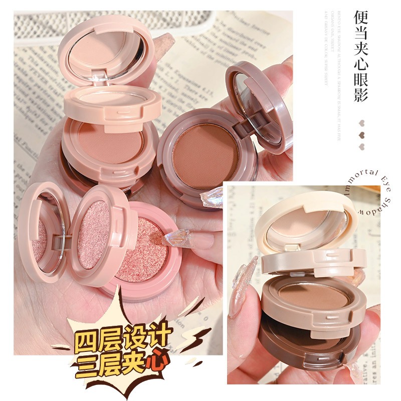 Capel Bảng Phấn Mắt Ba Lớp Màu Đất Mờ Ánh Ngọc Trai Nổi Bật Tạo Khối Cho Học Sinh