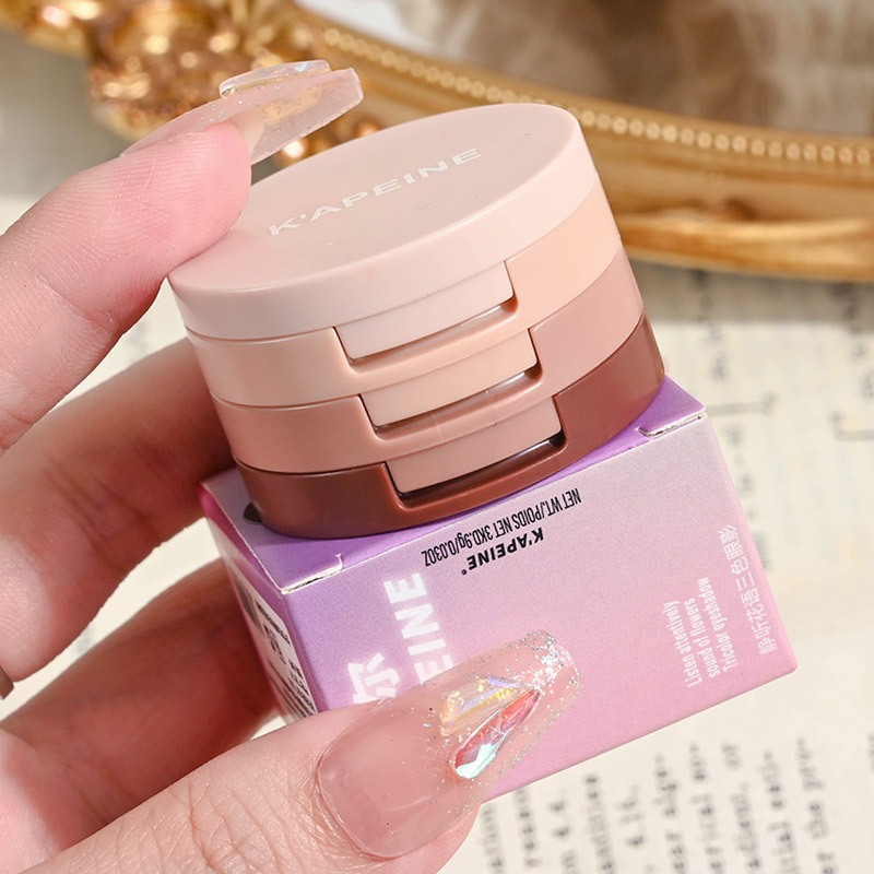 Capel Bảng Phấn Mắt Ba Lớp Màu Đất Mờ Ánh Ngọc Trai Nổi Bật Tạo Khối Cho Học Sinh