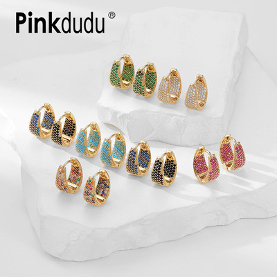 Pinkdudu Khuyên Tai Hợp Kim Đính Đá zircon Nhiều Màu Sắc Cá Tính Hợp Thời Trang Cho Nữ pd1720