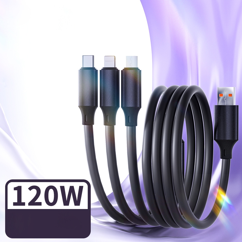 Cáp Sạc Nhanh 3 Trong 1 Đa Năng Cổng usb type c 120w 120Cm Cho Điện Thoại android