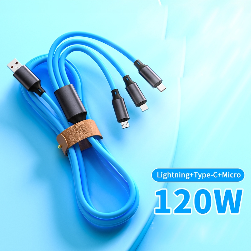 Cáp Sạc Nhanh 3 Trong 1 Đa Năng Cổng usb type c 120w 120Cm Cho Điện Thoại android